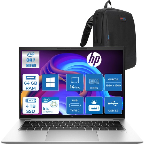Hp Elitebook 840 G9 Intel Core I7-1255U 64GB Ddr5 4tb SSD Intel Iris Xe Graphics 14" Wuxga IPS Windows 11 Pro Taşınabilir Bilgisayar + Zettaçanta