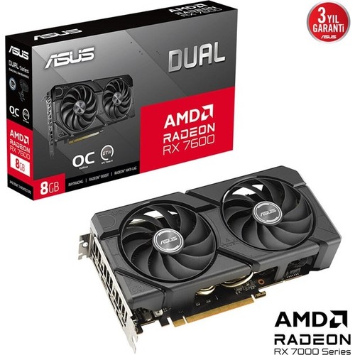 Asus DUAL RADEON RX 7600 EVO 8GB OC GDDR6 AMD Ekran Kartı