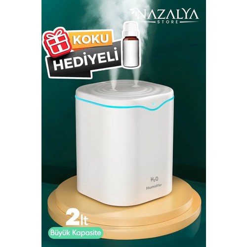 Nazalya 2 Litre Typ-C Girişli Çift Püskürtmeli Ultrasonik Hava Nemlendirici Buhar Makinesi