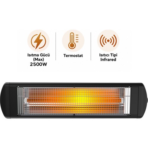 Kumtel 2500 W Termostatlı Duvar Tipi Infrared Elektrikli Isıtıcı EX-25