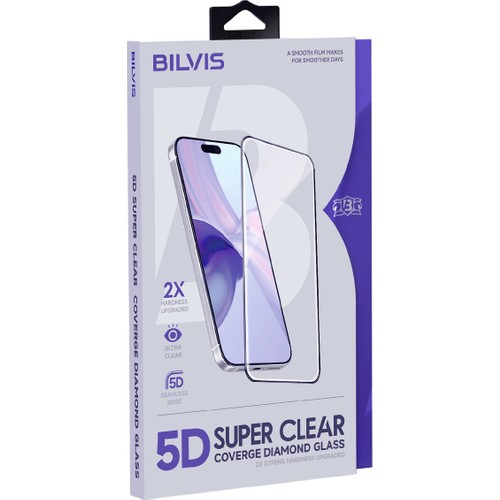 Apple iPhone 17 Pro Max /18 Pro Max Bilvis 5D Super Clear Diamond Ekran Koruyucu -Şeffaf