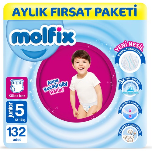 Molfix Pure Soft Bebek Bezi 5 Beden Junior 132 Adet
