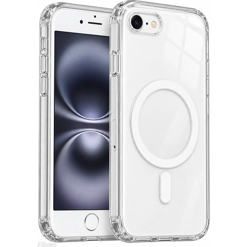 Fibaks iPhone 7/8/SE Kılıf Magsafe Wireless Kablosuz Şarj Destekli Sert Şeffaf Darbe Emici