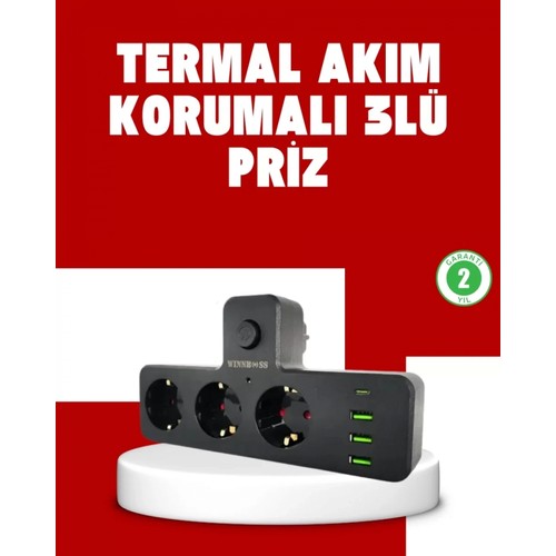 Nemere Ithalat 7 Portlu Çoklu Priz USB ve Type-C Girişli Akıllı Güç Ünitesi