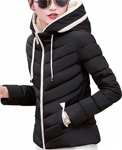 Barbora Kadın Kapüşonlu Kışlık Şişme Mont Polyester Malzeme ile Standart Kalıp Siyah görsel 6