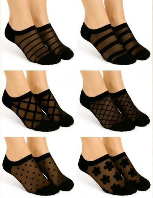 Sockshion Kadın Desenli Tül Çorap 6 Çift