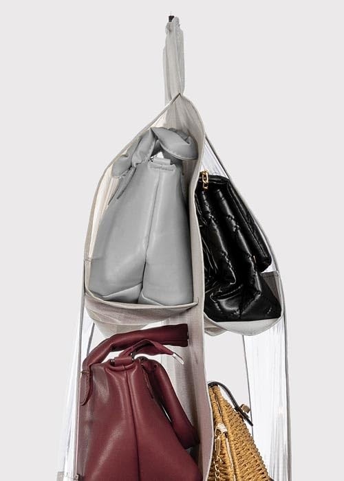 Orret Home 10 Bölmeli Askılı Çanta Organizeri, 37X125 cm Gri Renk, Dolap Içi Asılabilir Ç görsel 3
