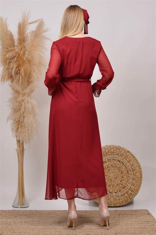 Dip Moda Dipmoda Kadın Yeni Sezon Kruvaze Yaka Şifon Hamile Elbise HML003 görsel 5