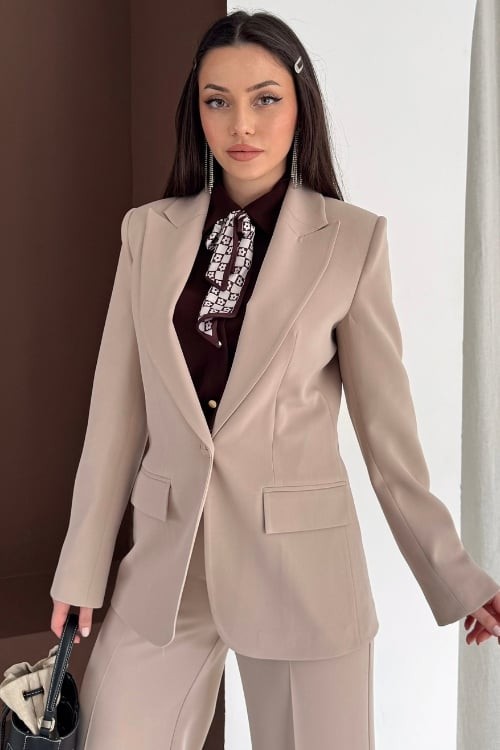 Vuntal Butik Blazer Takım Elbise Tek Düğme Ceket Pantolon