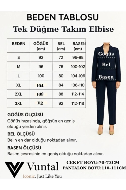 Vuntal Butik Blazer Takım Elbise Tek Düğme Ceket Pantolon görsel 6