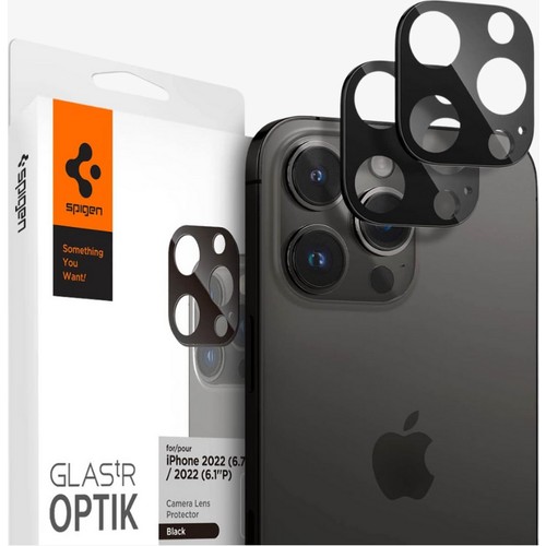 Spigen Apple iPhone 16 Pro Max / 16 Pro / 15 Pro Max / 15 Pro / 14 Pro Max / 14 Pro ile Uyumlu Kamera Lens Camı Koruyucu GLAS.tR Optik (2 Adet) Black - AGL05273