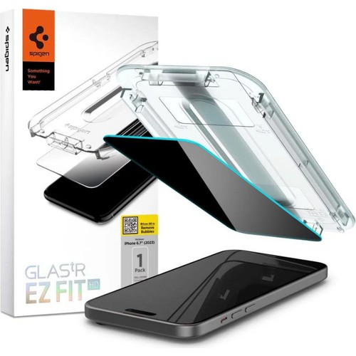 Spigen Apple iPhone 16 Plus / 15 Plus ile Uyumlu Hayalet Cam Ekran Koruyucu Kolay Kurulum GLAS.tR EZ Fit Privacy HD - AGL07119