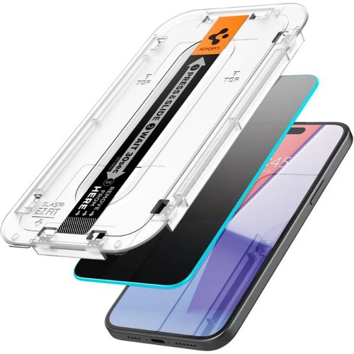 Spigen Apple iPhone 16 Plus / 15 Plus ile Uyumlu Hayalet Cam Ekran Koruyucu Kolay Kurulum GLAS.tR EZ Fit Privacy HD - AGL07119