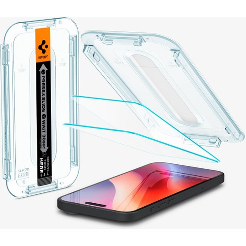 Spigen Apple iPhone 16 / 15 ile Uyumlu Cam Ekran Koruyucu Kolay Kurulum GLAS.tR EZ Fit Slim HD (2 Adet) - AGL06903