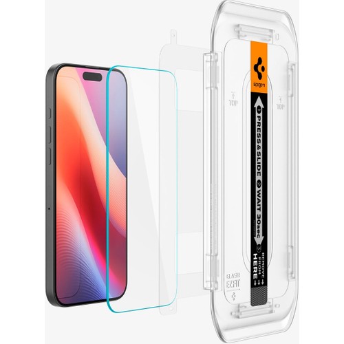 Spigen Apple iPhone 17 Pro / 17 / 16 Pro ile Uyumlu Cam Ekran Koruyucu AluminaCore™ iyonlaştırılmış Güçlendirilmiş Cam Teknolojisi Kolay Kurulum GLAS.tR EZ Fit Slim HD (2 Adet) - AGL07928