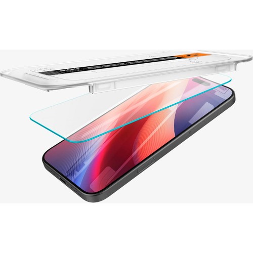 Spigen Apple iPhone 17 Pro / 17 / 16 Pro ile Uyumlu Cam Ekran Koruyucu AluminaCore™ iyonlaştırılmış Güçlendirilmiş Cam Teknolojisi Kolay Kurulum GLAS.tR EZ Fit Slim HD (2 Adet) - AGL07928