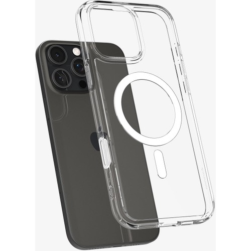 Spigen Apple iPhone 16 Pro Max ile Uyumlu ince MagSafe Kılıf Ultra Hybrid T Force Kamera Butonu Sararmaya Dayanıklı Hava Kanalı Teknolojisi™ Askeri Sınıf Koruma MagFit White Şeffaf Kapak - ACS08505
