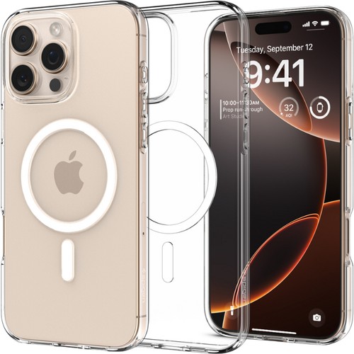 Spigen Apple iPhone 16 Pro Max ile Uyumlu ince MagSafe Kılıf Liquid Crystal Sararmaya Dayanıklı DuraClear™ Hava Kanalı Teknolojisi™ Askeri Sınıf Koruma MagFit Crystal Clear Şeffaf Kapak - ACS08387