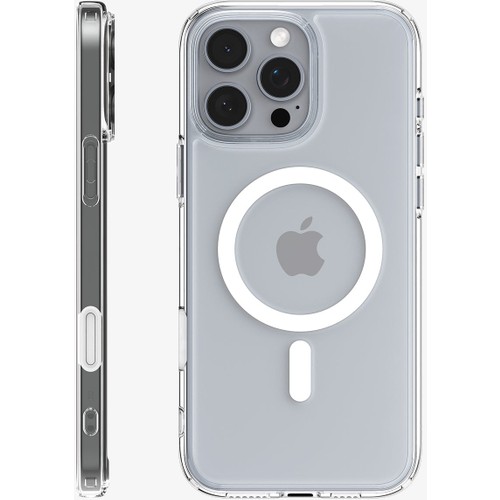 Spigen Apple iPhone 16 Pro Max ile Uyumlu ince MagSafe Kılıf Ultra Hybrid T Force Kamera Butonu Sararmaya Dayanıklı Hava Kanalı Teknolojisi™ Askeri Sınıf Koruma MagFit White Şeffaf Kapak - ACS08505