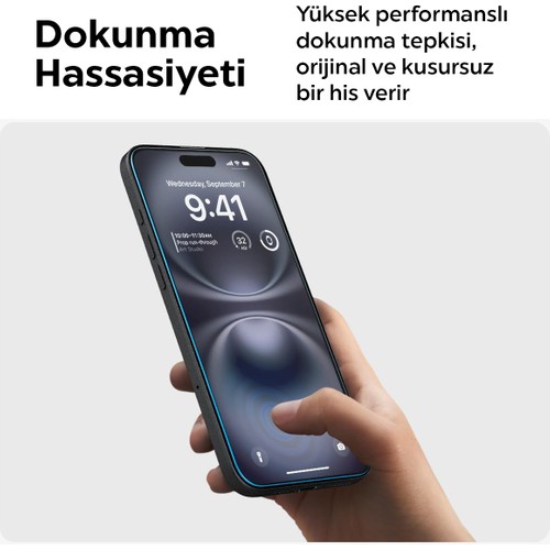 Spigen Apple iPhone 16 / 15 ile Uyumlu Cam Ekran Koruyucu Kolay Kurulum GLAS.tR EZ Fit Slim HD (2 Adet) - AGL06903