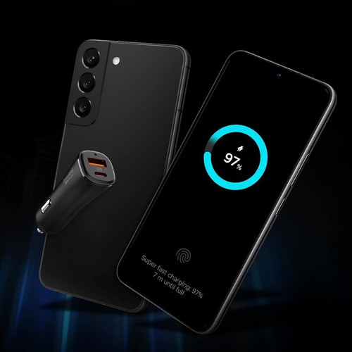 Spigen 48W USB-C 2 Port Araç içi Hızlı Şarj Aleti PPS Desteği Akım Korumalı Güç Adaptörü Çakmaklık iPhone & Android & iPad Type-C PD 3.0 30W + QC 3.0 18W - ACP08447