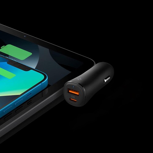 Spigen 48W USB-C 2 Port Araç içi Hızlı Şarj Aleti PPS Desteği Akım Korumalı Güç Adaptörü Çakmaklık iPhone & Android & iPad Type-C PD 3.0 30W + QC 3.0 18W - ACP08447