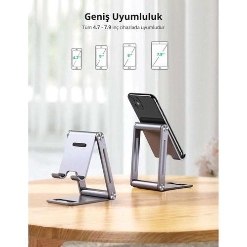 UGREEN Ayarlanabilir Metal Telefon Tutucu Standı, Uzay Grisi - 80708