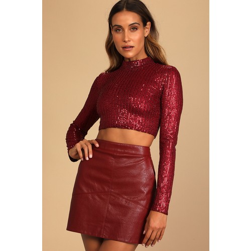 Kadın Kırmızı Zara Payet İçi Astarlı Crop Top