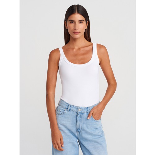 Dilvin Kadın Askılı Bodysuit Beyaz U Yaka