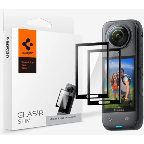 Spigen Insta 360 X4 ile Uyumlu Aksiyon Kameras Cam Ekran Koruyucu GLAS.tR Full Cover (2 Adet) Black - AGL09309