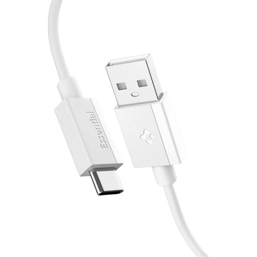 Spigen USB-A to USB-C 2 Metre Kablo 60W Güç / Hızlı Şarj / 480 Mbps Data Aktarım Hızı Type-C Ekstra Dayanıklı White - ACA08716