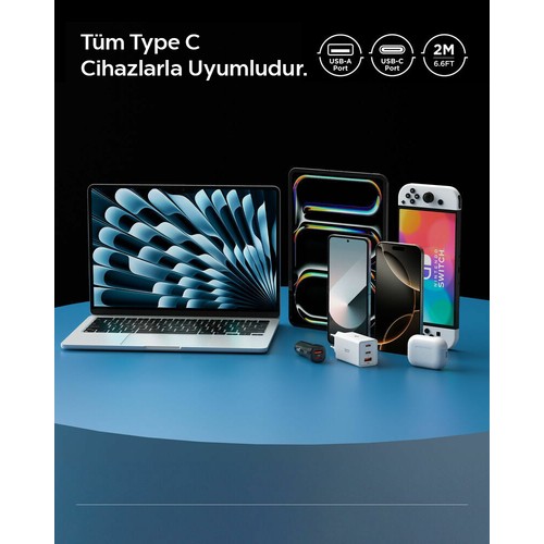 Spigen USB-A to USB-C 2 Metre Kablo 60W Güç / Hızlı Şarj / 480 Mbps Data Aktarım Hızı Type-C Ekstra Dayanıklı White - ACA08716