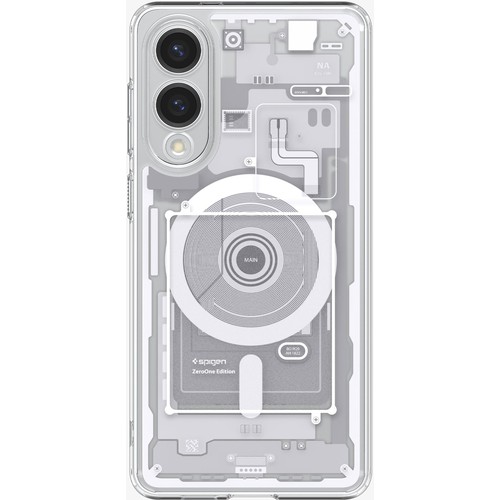 Spigen Samsung Galaxy S25 Edge ile Uyumlu ince Kılıf Ultra Hybrid Sararmaya Dayanıklı DuraClear™ Hava Kanalı Teknolojisi™ Askeri Sınıf Koruma MagFit özellikli Zero One White Tasarım Kapak - ACS09417