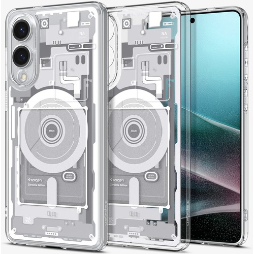 Spigen Samsung Galaxy S25 Edge ile Uyumlu ince Kılıf Ultra Hybrid Sararmaya Dayanıklı DuraClear™ Hava Kanalı Teknolojisi™ Askeri Sınıf Koruma MagFit özellikli Zero One White Tasarım Kapak - ACS09417