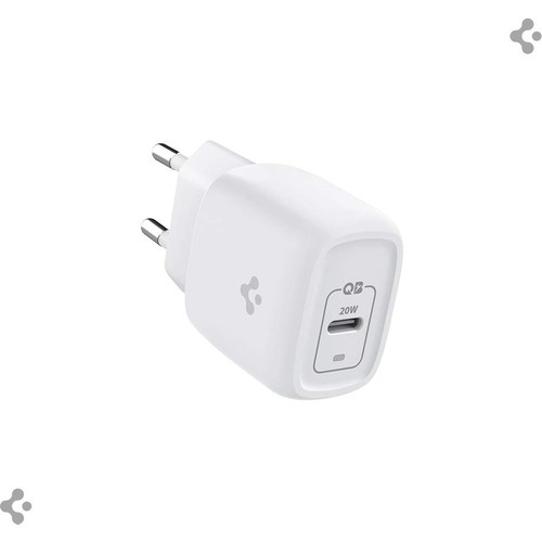 Spigen 20W USB-C Mini Hızlı Şarj Aleti/Şarj Isısını Düşürür GaN Destekli Akım Korumalı Güç Adaptörü iPhone & Android & iPad Type-C White - ACH02071