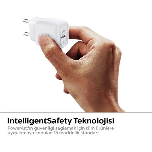 Spigen 20W USB-C Mini Hızlı Şarj Aleti/Şarj Isısını Düşürür GaN Destekli Akım Korumalı Güç Adaptörü iPhone & Android & iPad Type-C White - ACH02071