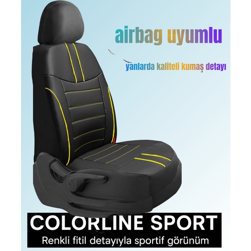 Skoda Fabia 2014–2021 Colorline Sport Serisi Deri Siyah Sarı Koltuk Kılıfı — alternatif görsel
