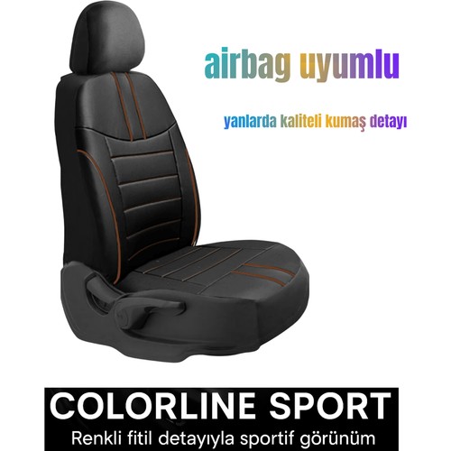 Skoda Citigo 2014 ve Sonrası Colorline Sport Serisi Deri Siyah Taba Koltuk Kılıfı — alternatif görsel
