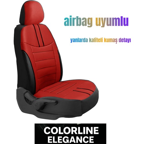 Mitsubishi Galant Eterna 1980–1990 Colorline Elegance Serisi Deri Kırmızı Siyah Koltuk Kılıfı — alternatif görsel