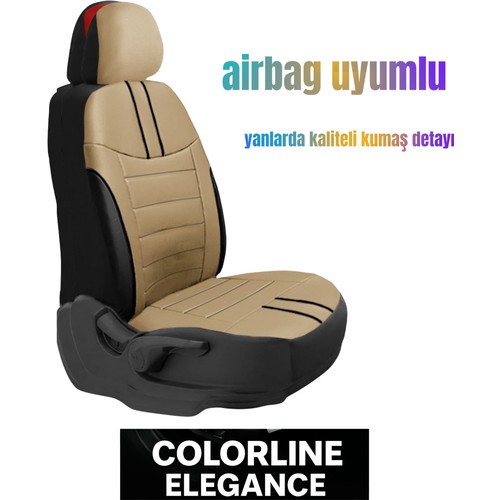 Mitsubishi Debonair 1986–1999 Colorline Elegance Serisi Deri Bej Siyah Koltuk Kılıfı — alternatif görsel