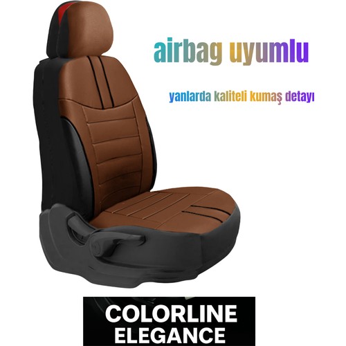 Kia Clarus Station Wagon 1996–2001 Colorline Elegance Serisi Deri Taba Siyah Koltuk Kılıfı — alternatif görsel