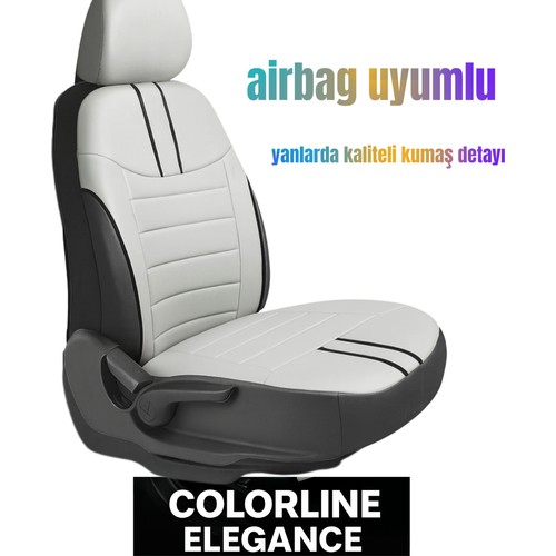 Seat Marbella 1986–1998 Colorline Elegance Serisi Deri Gri Siyah Koltuk Kılıfı — alternatif görsel