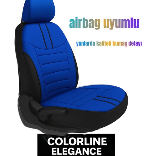 Fiat Palio Weekend 1996–2011 Colorline Elegance Serisi Deri Mavi Siyah Koltuk Kılıfı — alternatif görsel