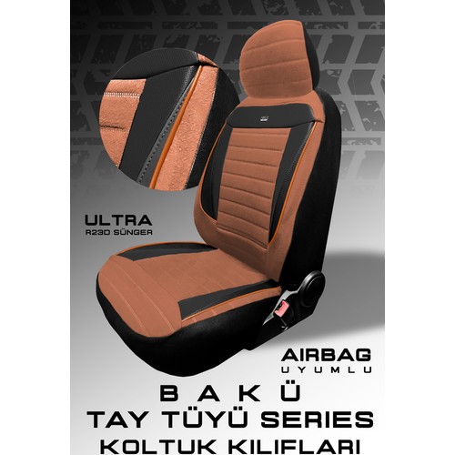 Mazda 626 1982–1997 Bakü Natura Serisi Raşel Taba Koltuk Kılıfı — alternatif görsel