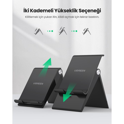 UGREEN Yükseklik Ayarlı Telefon Tutucu Standı, Siyah, 80903