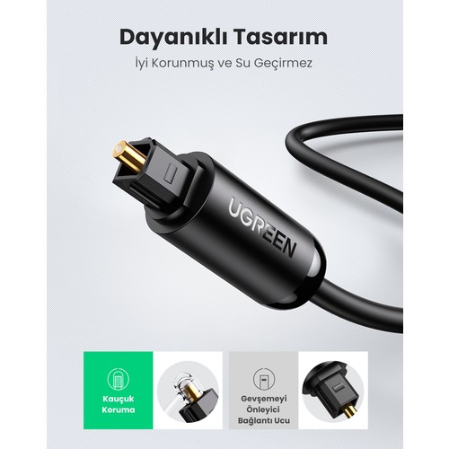 UGREEN Toslink Optik Ses Kablosu 1 m, Siyah, 70890