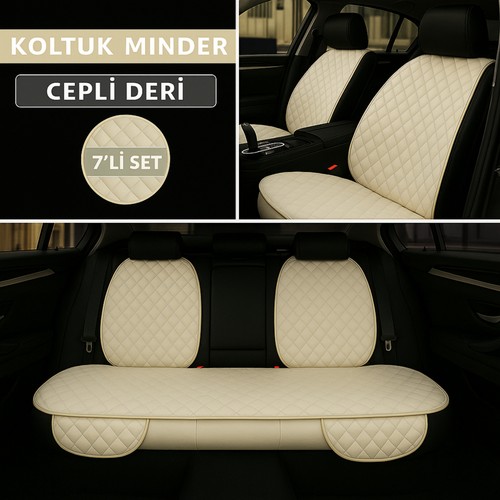 Volkswagen Corrado 1988–1995 Uyumlu 7 Parça Kapitone Araba Koltuk Minderi Deri Bej - Kaymaz | Trobus