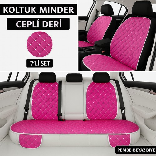 Volkswagen Corrado 1988–1995 Uyumlu 7 Parça Kapitone Araba Koltuk Minderi Deri Pembe - Kaymaz | Trobus