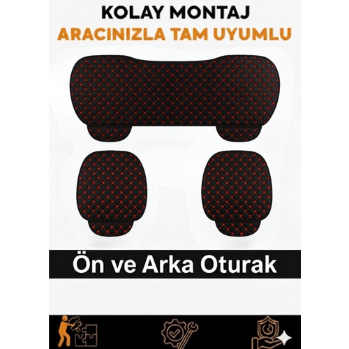 Suni Deri Kapitone 3 Parça Oturak Minderi: Araç Koltuklarında Pratik Konfor ve Şık Görünüm