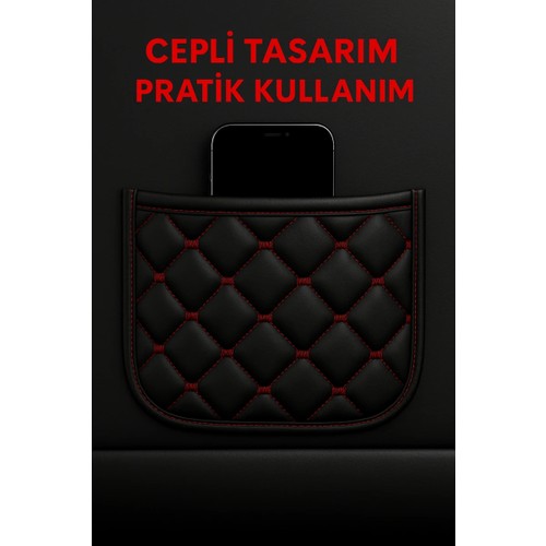 Subaru Outback 2010-2014 Uyumlu Kumaş Oto Koltuk Minderi Ergonomik Kapitone 2'li Siyah Kırmızı — alternatif görsel